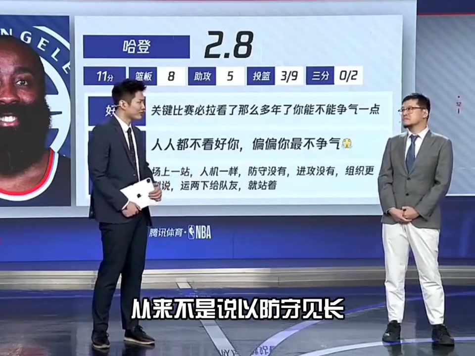 杨毅赛后总结不该让哈登去防戈登 应该去对布劳恩的